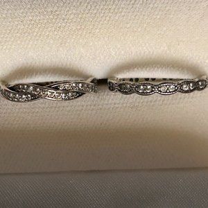 Set of Pandora Rings size 5.25 sterling silver cubic zirconia